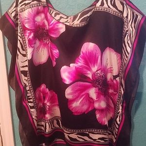 Blouse zebra print with flowers